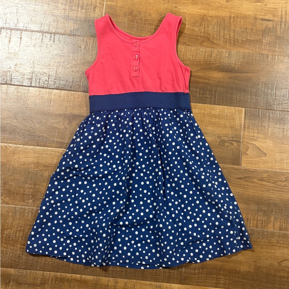 Sleeveless Sun Dress with Polka dot skirt
